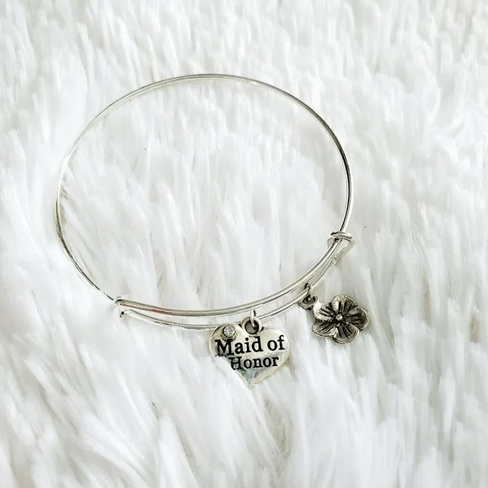 Maid of Honor Charm Bracelet, Wedding Jewelry